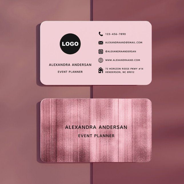 Elegant Rose Gold Brushed Metal Professional Business Card (Elegant Rose Gold Brushed Metal Professional Business Card)