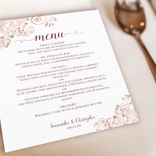 Elegant Rose Gold & Burgundy BUDGET Wedding Menu