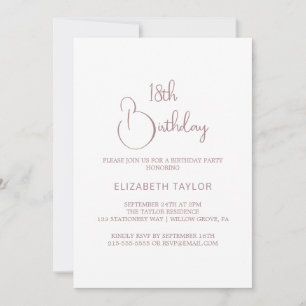 Elegant Rose Gold Calligraphy 18th Birthday  Invitation
