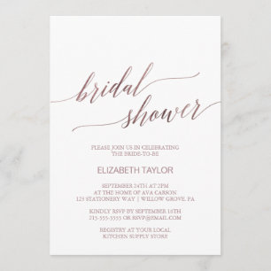 Elegant Rose Gold Calligraphy Bridal Shower Invitation