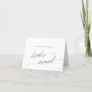 Elegant Rose Gold Calligraphy Bridesmaid Thank You Card