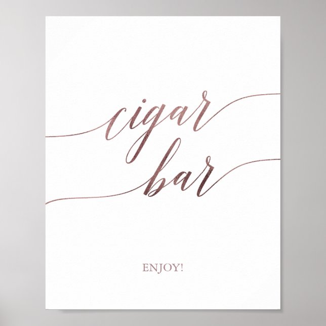 Elegant Rose Gold Calligraphy Cigar Bar Sign (Front)