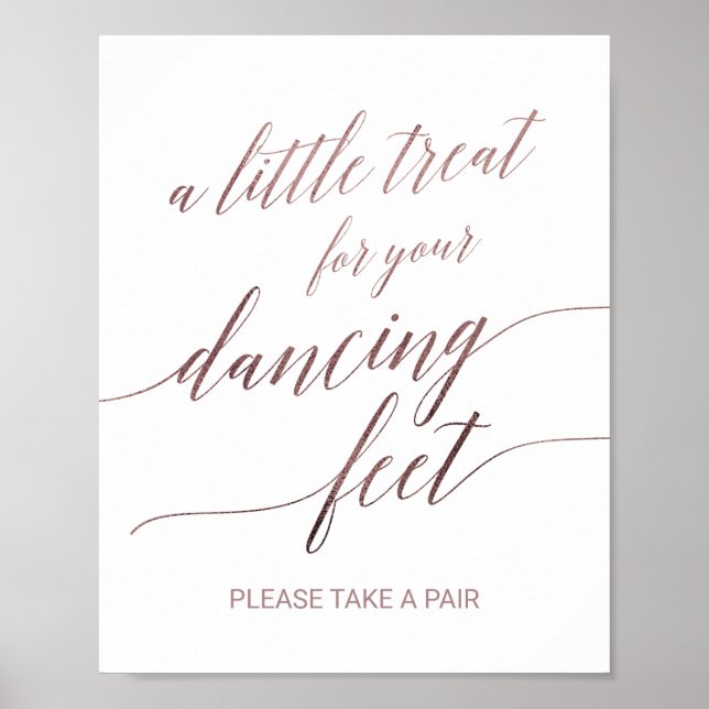 Elegant Rose Gold Calligraphy Dancing Feet Sign (Front)