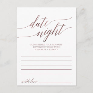 Elegant Rose Gold Calligraphy Date Night Idea Card
