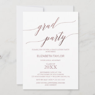 Elegant Rose Gold Calligraphy Graduation Party Invitation
