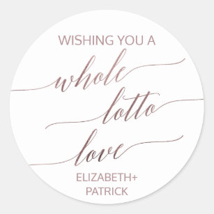 Elegant Rose Gold Calligraphy Lottery Ticket Favou Classic Round Sticker