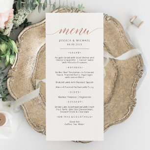 Elegant Rose Gold Calligraphy Menu Card