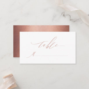 Elegant Rose Gold Calligraphy Metallic Wedding Place Card