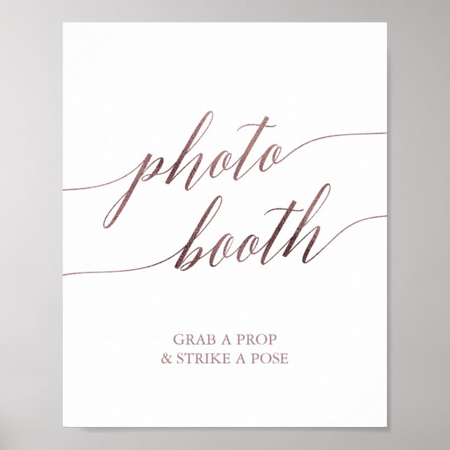 Elegant Rose Gold Calligraphy Photo Booth Sign (Front)