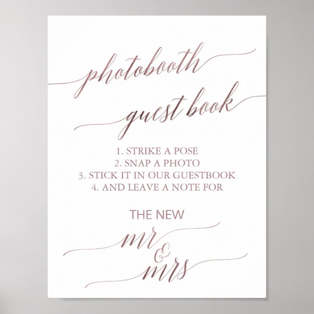 Elegant Rose Gold Calligraphy Photobooth Guestbook (Front)