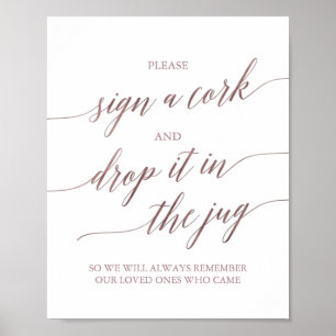 Elegant Rose Gold Calligraphy Please Sign A Cork