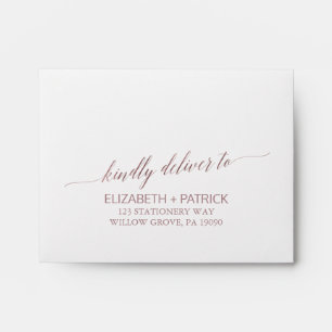 Elegant Rose Gold Calligraphy Printed Address RSVP Envelope