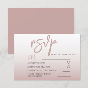 Elegant Rose Gold Calligraphy RSVP Wedding Card