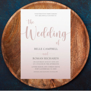 Elegant Rose Gold Calligraphy Script Wedding Invitation