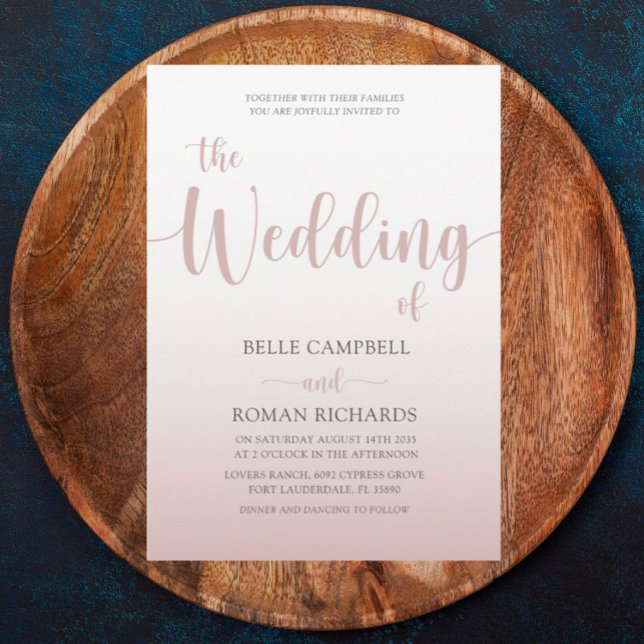  Elegant Rose Gold Calligraphy Script Wedding  Invitation (Creator Uploaded)