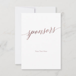 Elegant Rose Gold Calligraphy Sponsors Sign