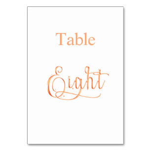 Elegant rose gold calligraphy table eight 8 number
