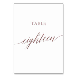 Elegant Rose Gold Calligraphy Table Eighteen Number
