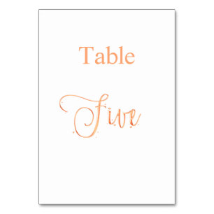 Elegant rose gold calligraphy table five 5 number