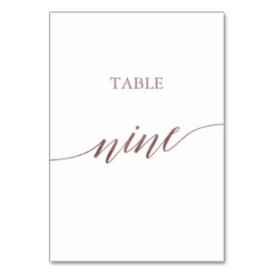 Elegant Rose Gold Calligraphy Table Nine Table Number