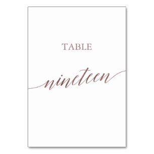 Elegant Rose Gold Calligraphy Table Nineteen Number