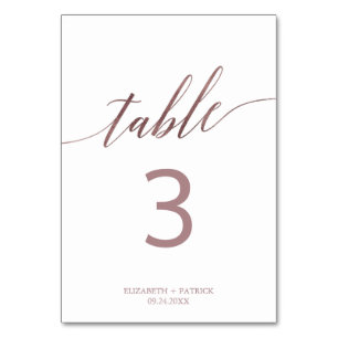 Elegant Rose Gold Calligraphy Table Number