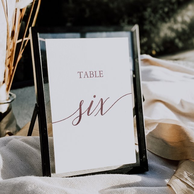 Elegant Rose Gold Calligraphy Table Six Table Number (Creator Uploaded)