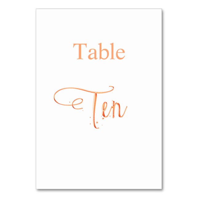 Elegant rose gold calligraphy table ten 10 table number (Front)