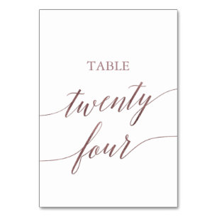 Elegant Rose Gold Calligraphy Table Twenty Four Table Number