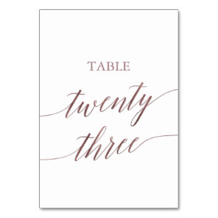 Elegant Rose Gold Calligraphy Table Twenty Three Number