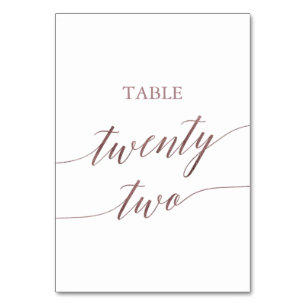 Elegant Rose Gold Calligraphy Table Twenty Two Number