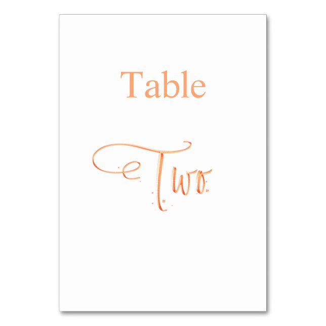 Elegant rose gold calligraphy table two 2 table number (Front)