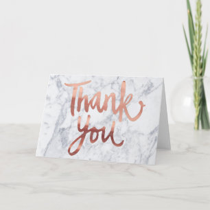 elegant rose gold calligraphy thank you on marble