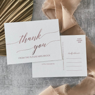 Elegant Rose Gold Calligraphy Thank You Postcard