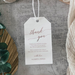Elegant Rose Gold Calligraphy Thank You Welcome Gift Tags