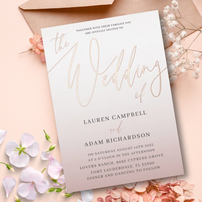 Elegant Rose Gold Calligraphy The Wedding Of  Foil (Creator Uploaded)