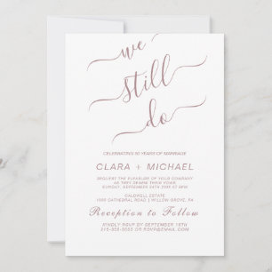 Elegant Rose Gold Calligraphy Vow Renewal Invitati Invitation