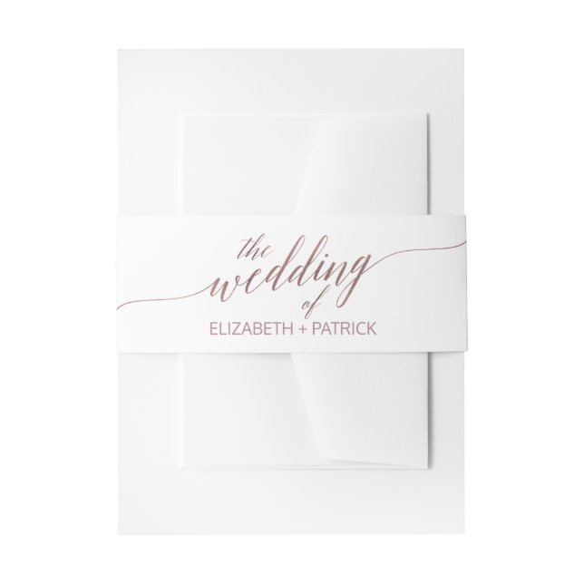 Elegant Rose Gold Calligraphy Wedding Belly Band Invitation Belly Band (Front Example)