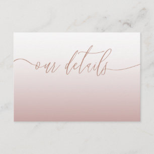 Elegant Rose Gold & Calligraphy Wedding Details Enclosure Card