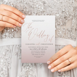 Elegant Rose Gold Calligraphy Wedding Invitation