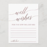 Elegant Rose Gold Calligraphy Well Wishes Cards<br><div class="desc">These elegant rose gold calligraphy well wishes cards are the perfect activity for a simple wedding reception or bridal shower. The blush pink design features a minimalist poster decorated with romantic and whimsical faux rose gold foil typography. Personalise these cards with the name of the bride and groom. Well Wishes...</div>