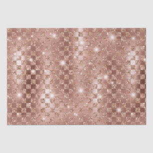 Elegant Rose Gold Chequered Metallic Glitter Tissue Paper