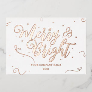 Elegant Rose Gold Christmas Company Foil Card
