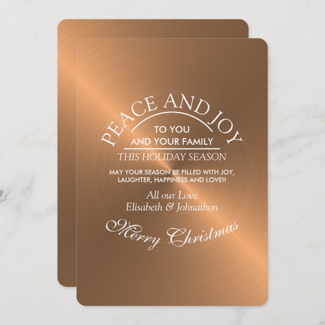 Elegant Rose Gold Christmas Holiday Card (Front/Back)
