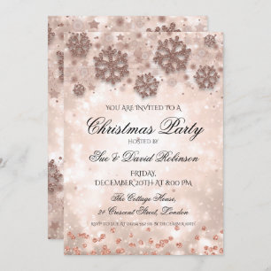 Elegant Rose Gold Christmas Holiday Party Invitation