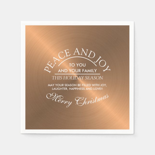 Elegant Rose Gold Christmas Napkin (Front)
