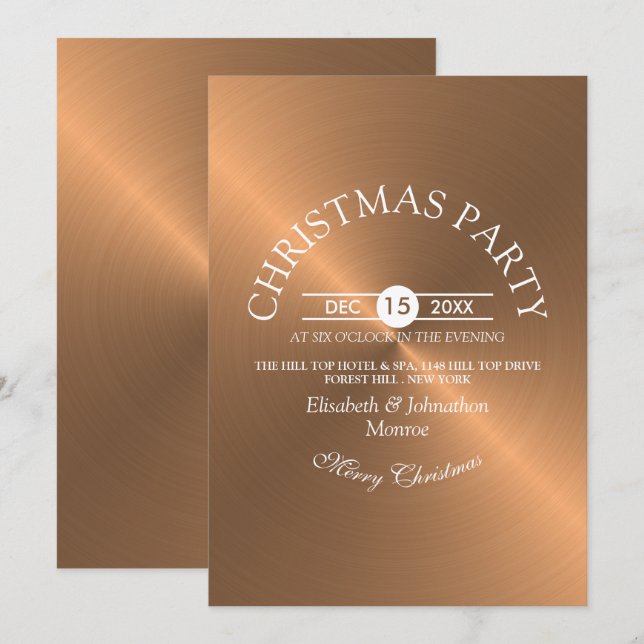 Elegant Rose Gold Christmas Party Invitation (Front/Back)