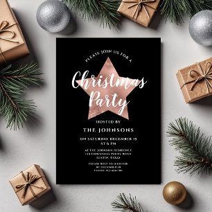 Elegant Rose Gold Christmas Party Invitation