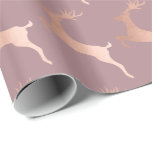 Elegant Rose Gold Christmas Reindeer Pattern Wrapping Paper<br><div class="desc">Beautiful Christmas pattern in faux rose gold & purple.</div>