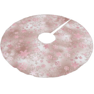 Elegant rose gold Christmas Snowflake Pattern Brushed Polyester Tree Skirt